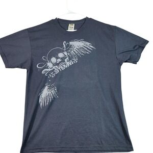 Fruit Of The Loom STEMM Skull Wings Shirt Mens Large Gray Graphic Tee Rock